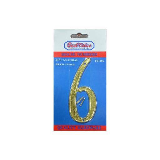 Número "6" para puerta dorado con clavito - SM (Deco Studio)