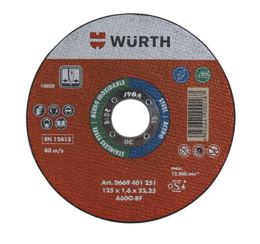 Disco para corte de metal 4 -1/2" X 1.00 mm (Wurth) - SM (Deco Studio)