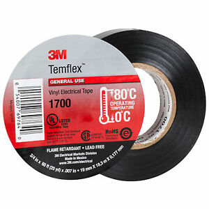 Tape temflex 3/4" x 60' negro